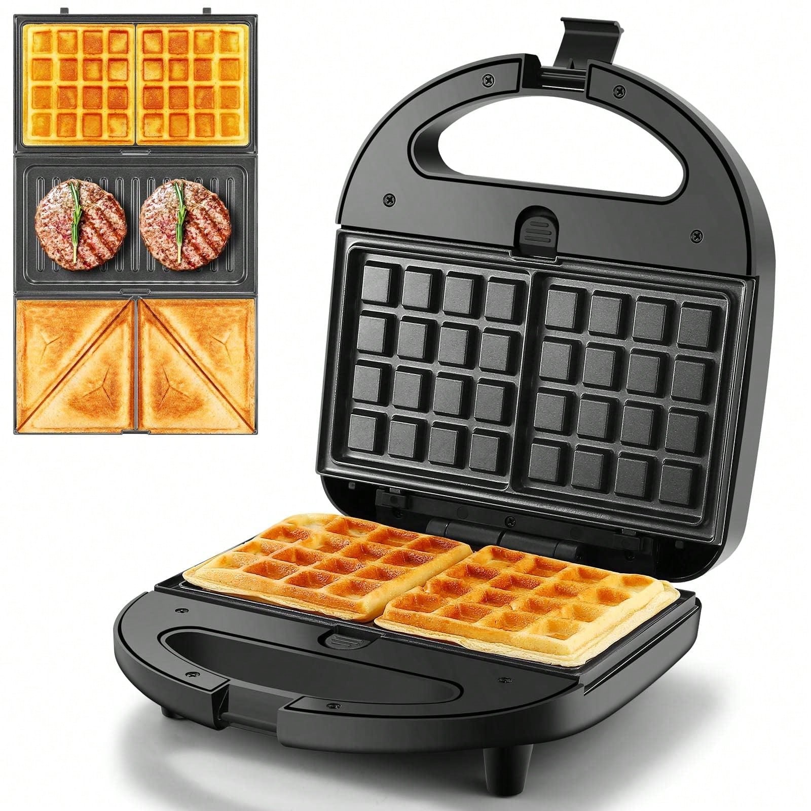 Sandwich Press Panini - 3-In-1 Sandwich Waffle Maker 750W Non-Stick