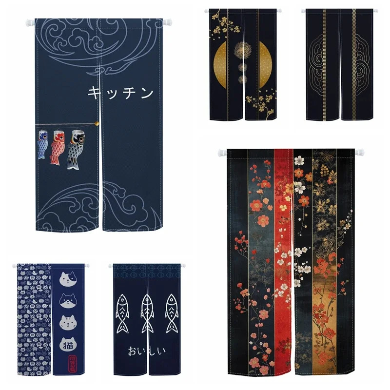 Commercial Kitchen Canopy - VIKAMA Japanese-Style Cat Pattern Door Curtain