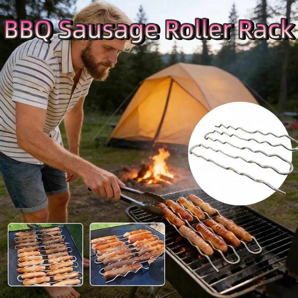 Hot Dog Roller Grill - Stainless Steel BBQ Sausage Roller Rack