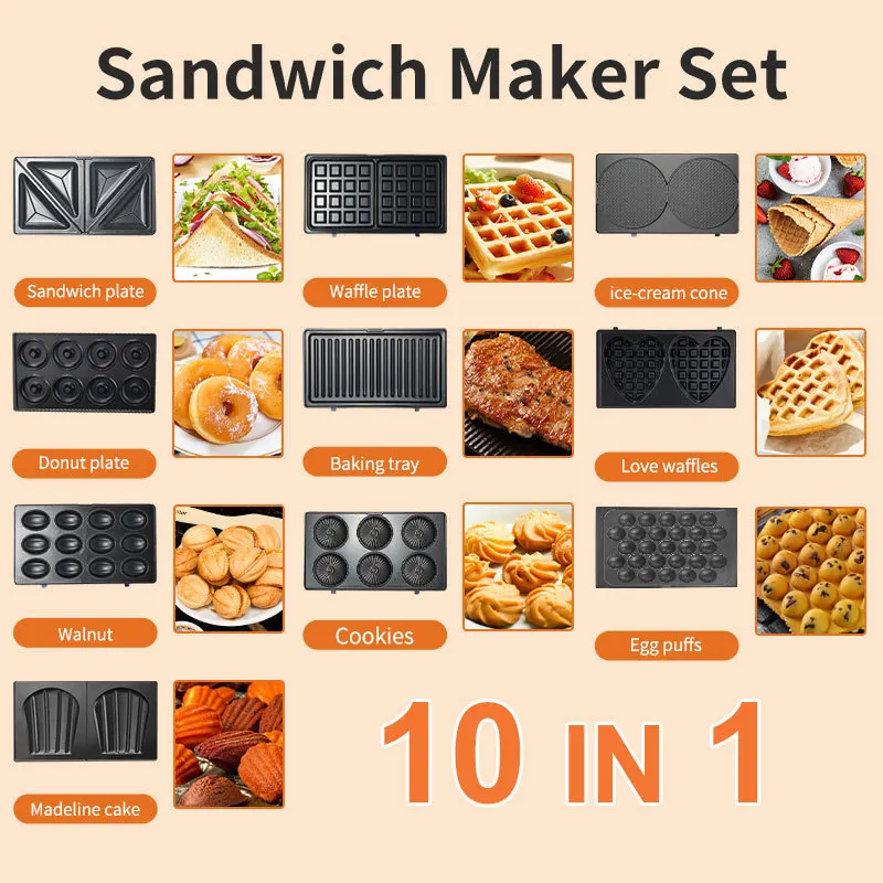 Sandwich Press Panini - 220/110V Household Appliances 10 in 1