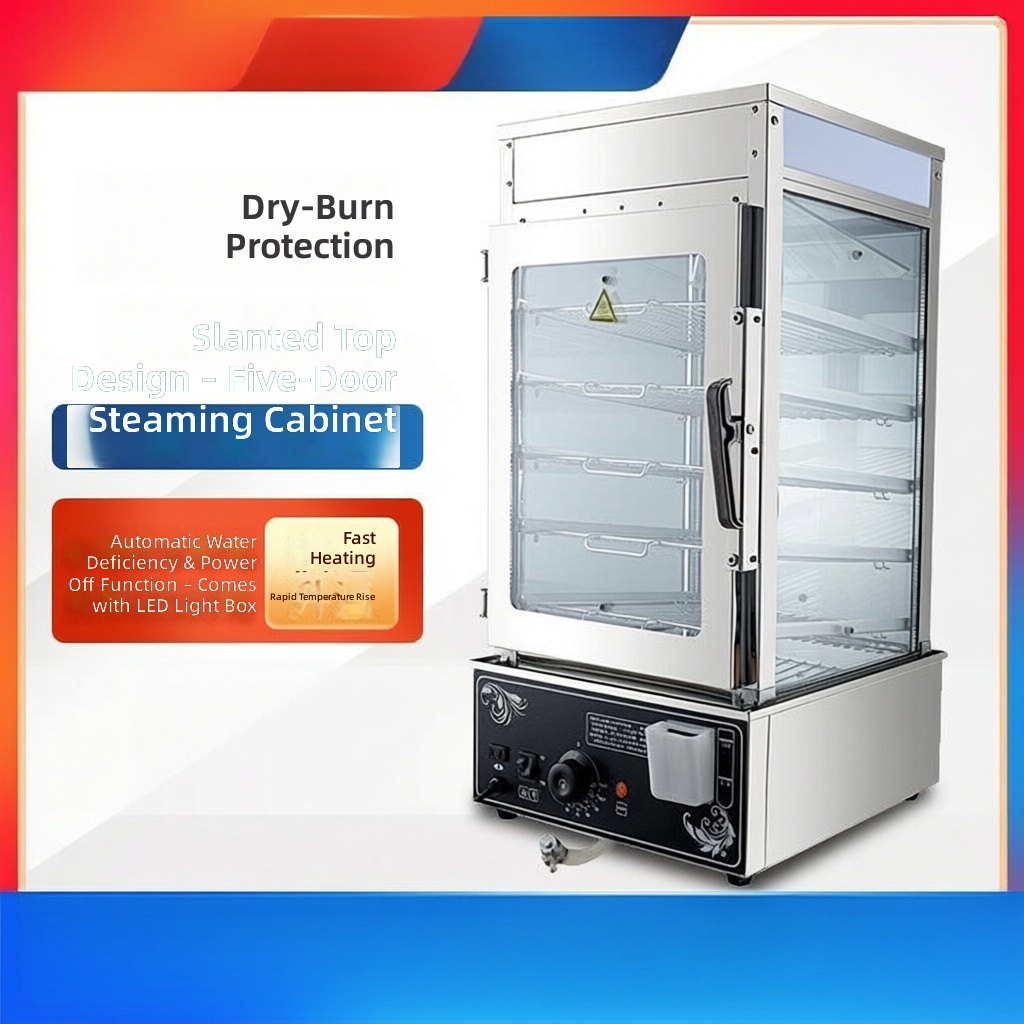 Commercial Steamer Cabinet - 5-Tier Electric Dumpling Steamer, Commercial Baozi