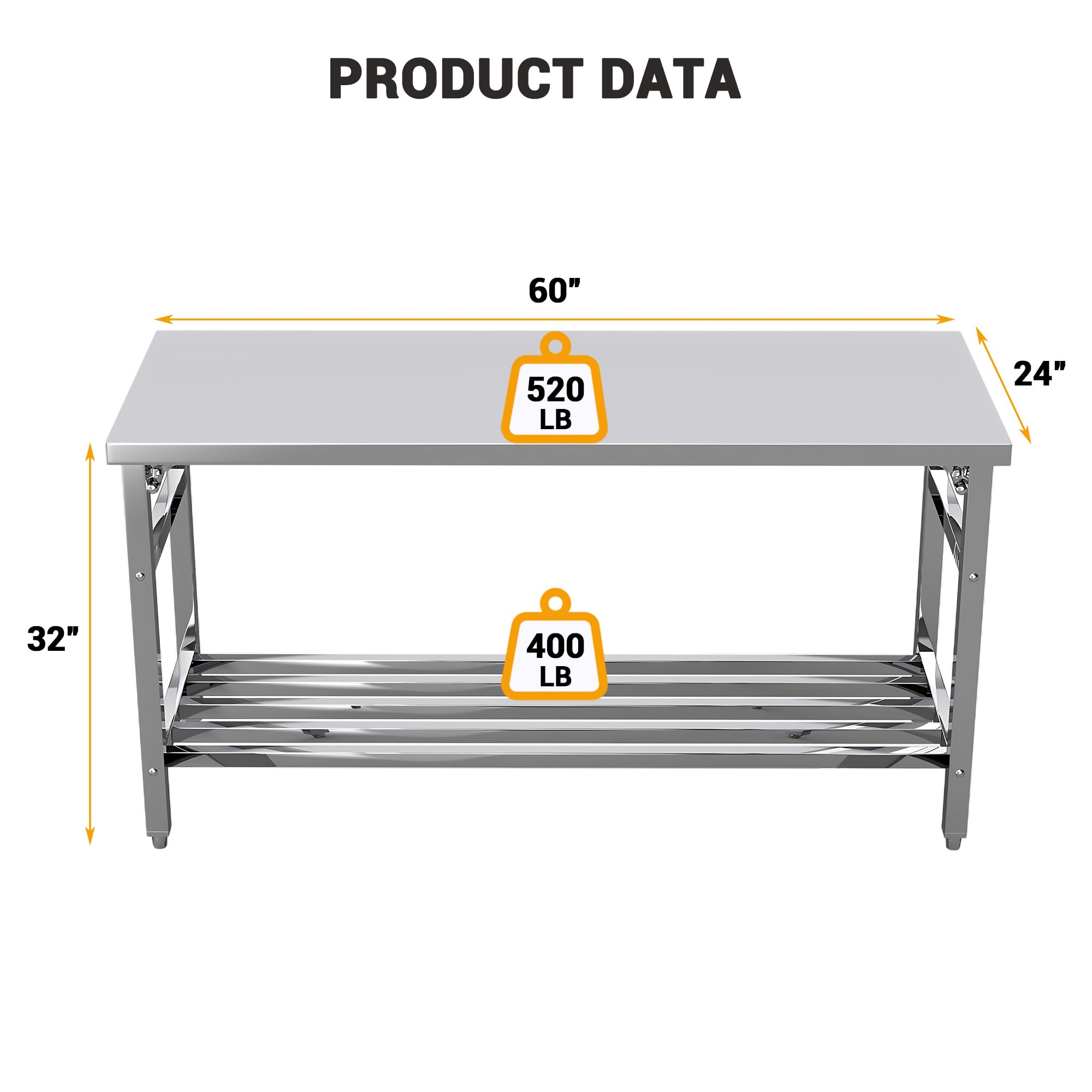60*24 Inch Stainless Steel Pre - огляд і ціна Commercial Kitchen Bench