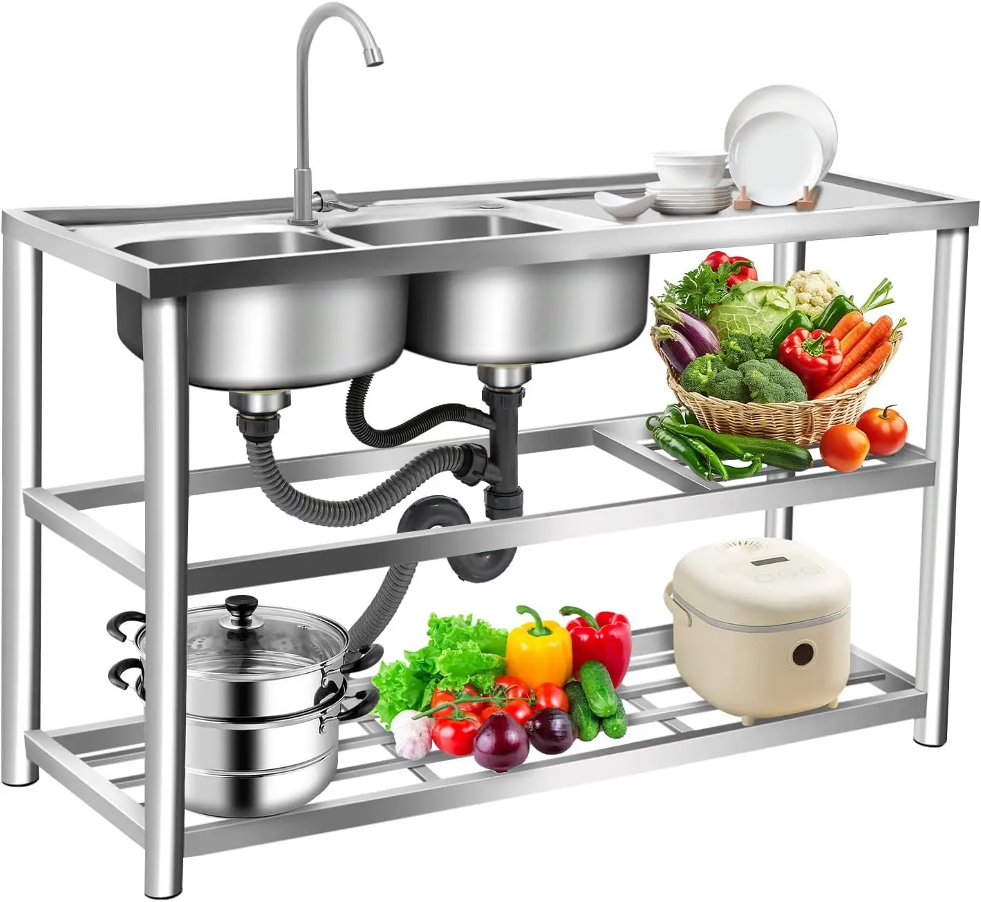 3 Tiers Freestanding Stainless - огляд і ціна Commercial Kitchen Set