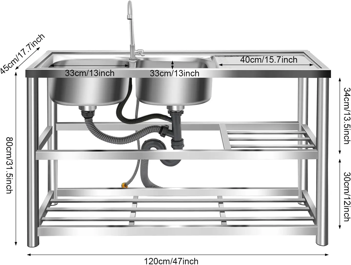 3 Tiers Freestanding Stainless - огляд і ціна Commercial Kitchen Set