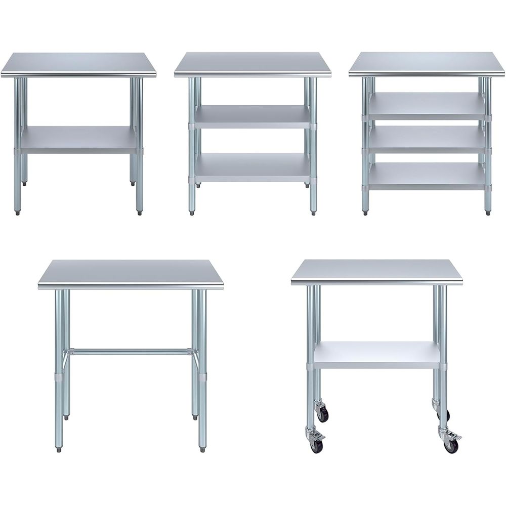 StainlSteel Table + Add Caster - огляд і ціна Commercial Kitchen Prep Table