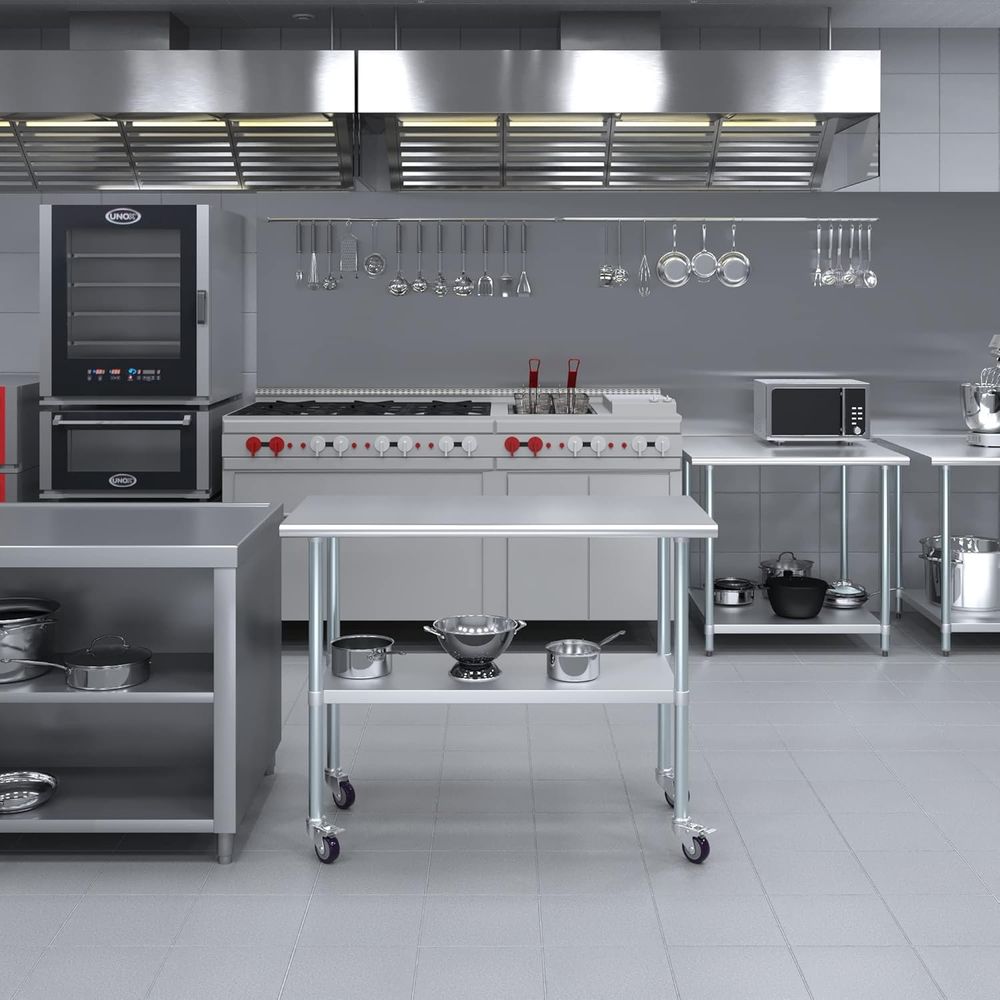 StainlSteel Table + Add Caster - огляд і ціна Commercial Kitchen Prep Table