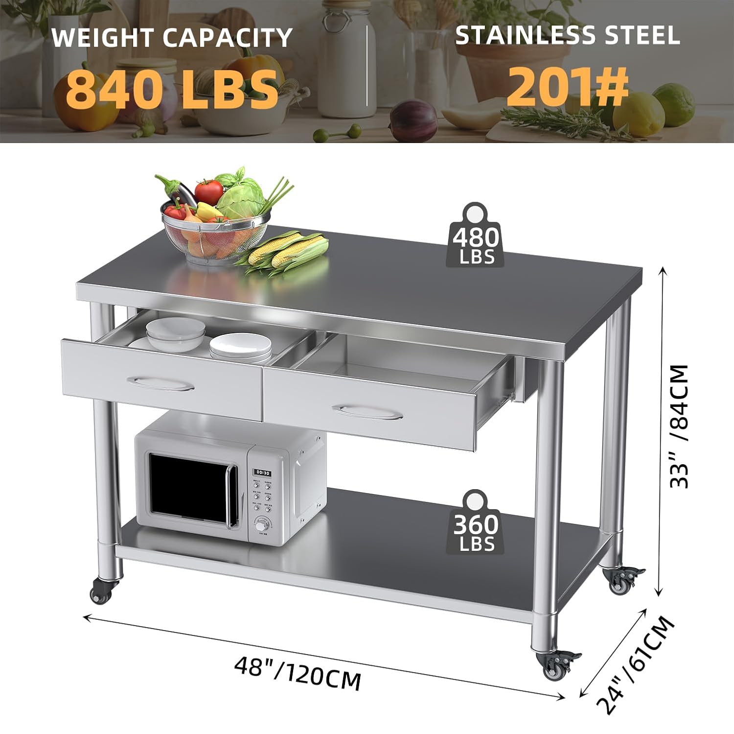 Stainless Steel Table with Dra - огляд і ціна Commercial Kitchen Prep Table