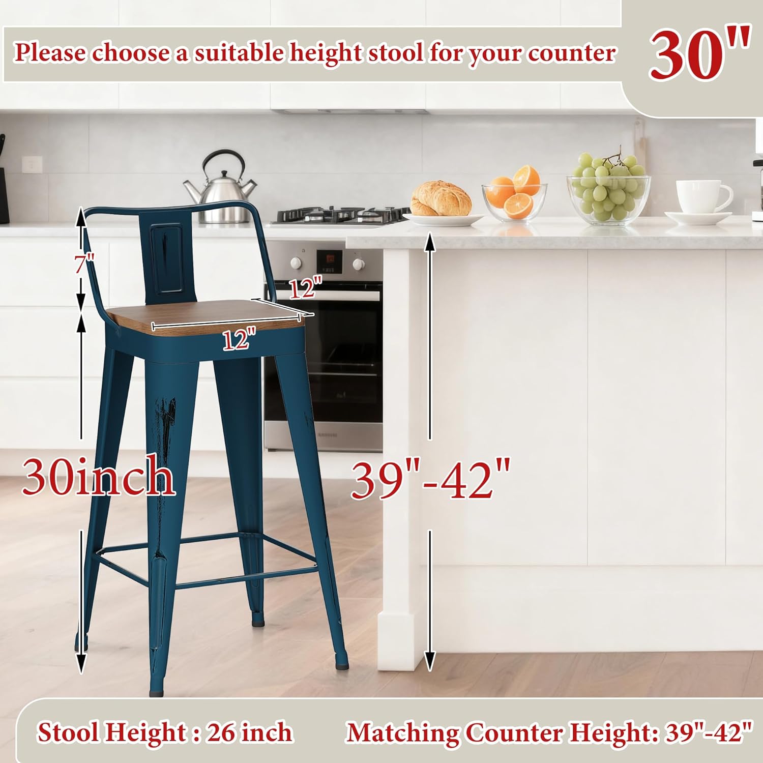 Metal Bar Stools 30in Set 4 In - огляд і ціна Commercial Kitchen Set